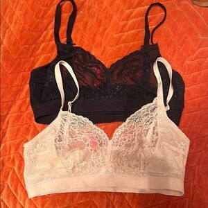 SPANX Black and pink lace bralette medium